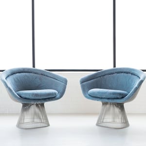 Warren Platner Pair of Wire Frame Lounge Chairs for Knoll, 1960&#39;s