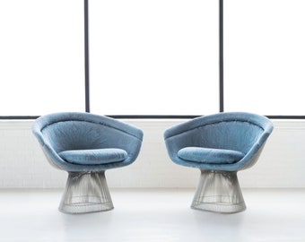 Warren Platner Pair of Wire Frame Lounge Chairs for Knoll, 1960's