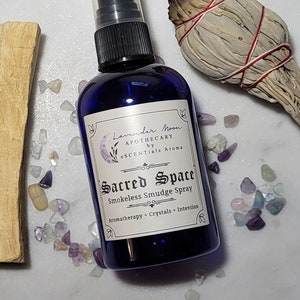 Smudge Spray, Sacred Space, Essential Oils, White Sage, Aura Clearing, Protection, Spiritual, Metaphysical, Crystals, Gemstones, Palo Santo