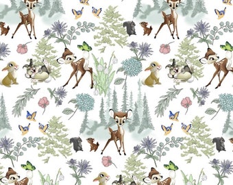 Fabric by the yard Disney Licensed Fabric Disney: Dark Gray Bambi and Butterfly Toile by Camelot 100/% Cotton