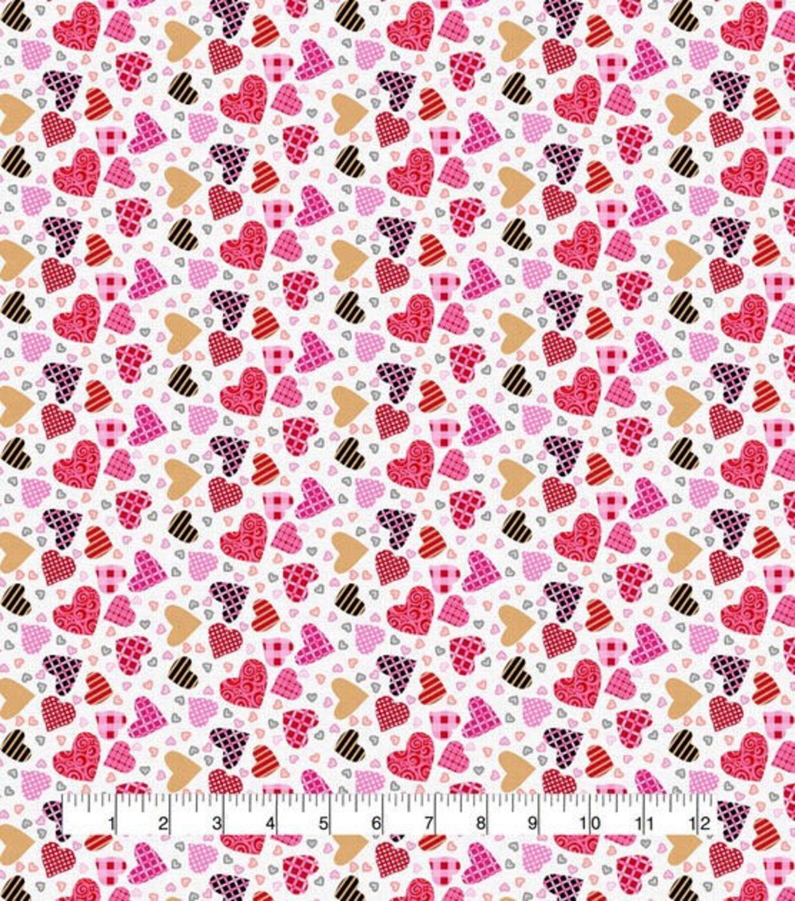 Valentines Fabric Hearts Fabric on White with patterned Etsy