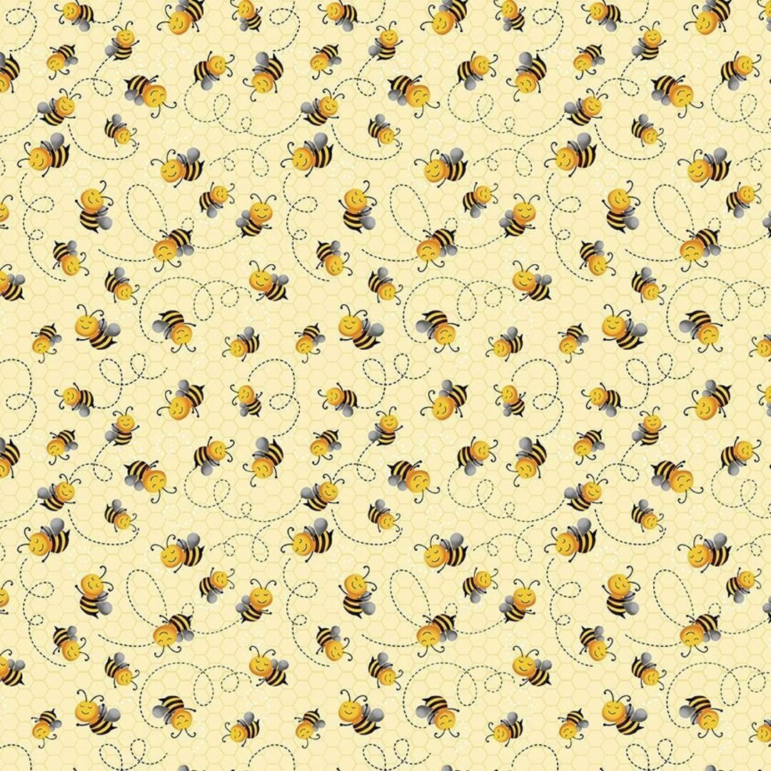 Bee Fabric, Cute Flying Bees Fabric, Bees on Fabric, by