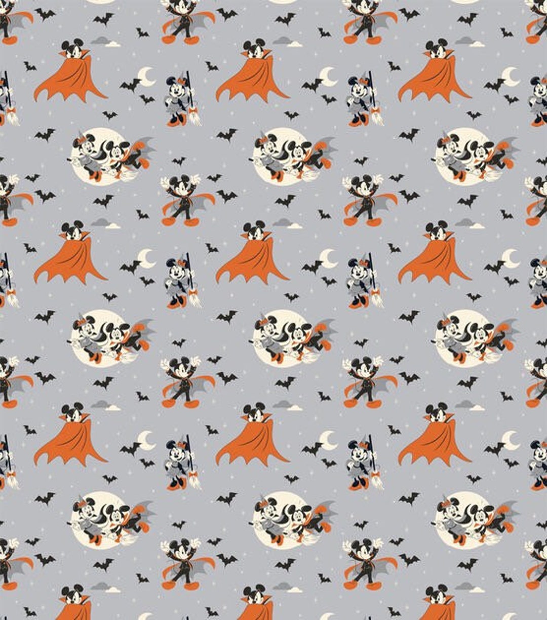 Halloween Fabric, Disney Halloween Fabric, Mickey Minnie Bewitched