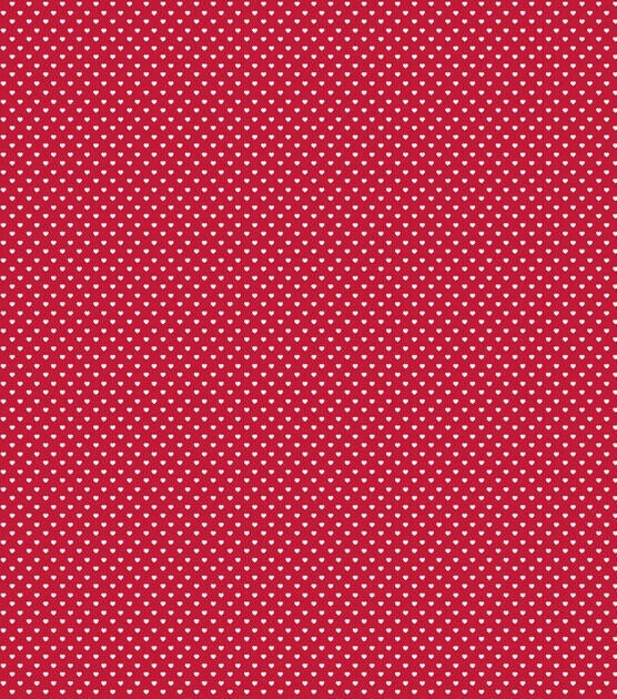 Valentine Mini Hearts Fabric Red Fabric With Gold Metallic 