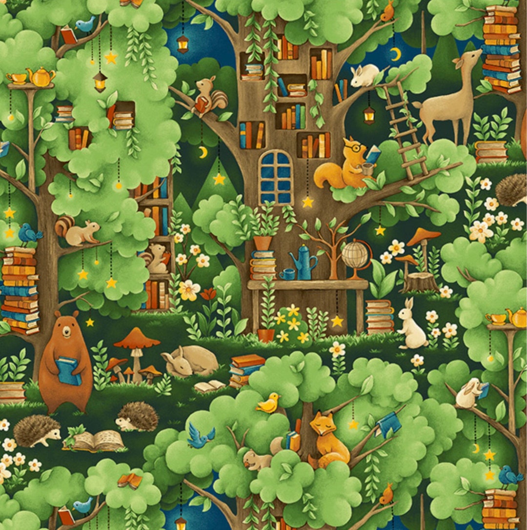 Paintbrush Studios Forest Fables Animal Village Green, 100 Cotton