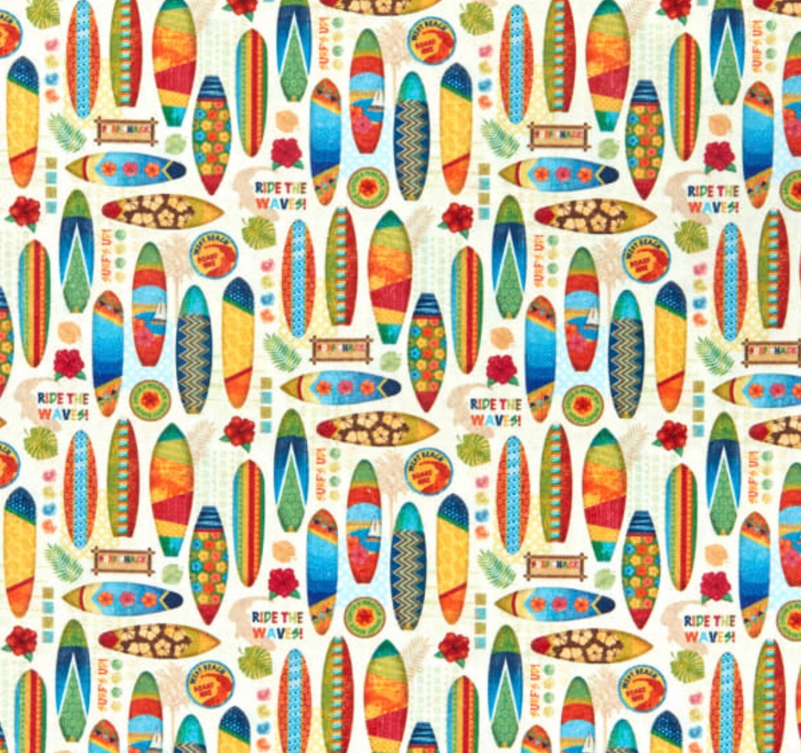 Ride the Waves Surf Boards Fabric Surfer Fabric Long Boards Etsy