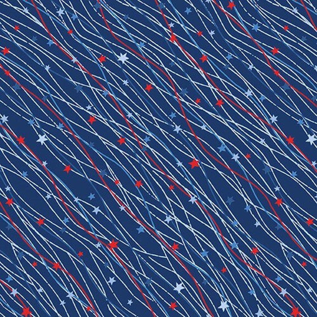 Patriotic Fabric Fired up Fabric Streamers and Stars Fabric Etsy