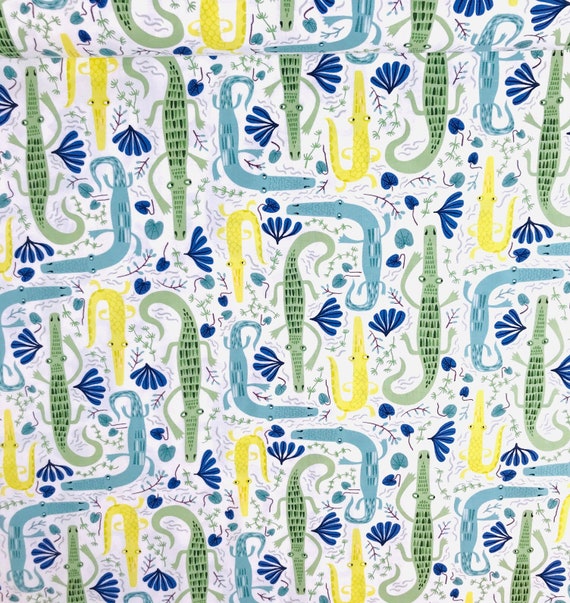 Jungle Jive Fabric Citron Green Alligator Fabric Crocodile