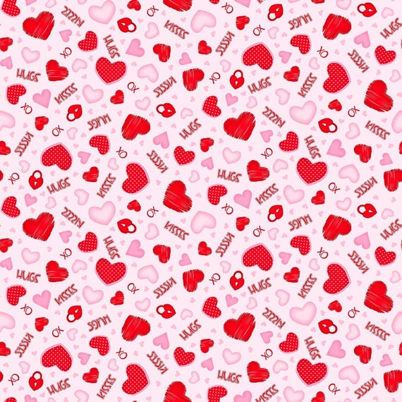 Valentine's Day Fabric with Hearts and Love Words