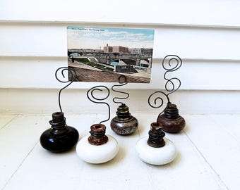 Antique doorknob photo stand / Farmhouse decor / Photo stand from vintage glass doorknob / Upcycled