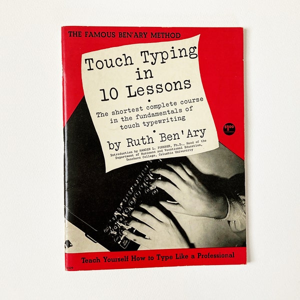 Vintage "Touch Typing in 10 Lessons" book / 1945 typing book