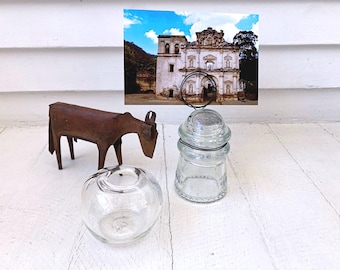 Vintage Glass Insulator Photo Stand, Farmhouse Decor