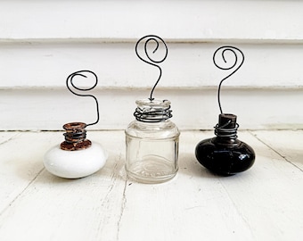 Antique doorknob photo stand / Farmhouse decor / Photo stand from vintage glass doorknob / Upcycled / Recipe card holder