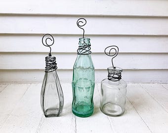 Upcycled Coke Bottle Photo Stand: Vintage Wire Picture Holder