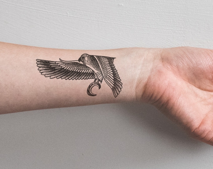 Egyptian Falcon Temporary Tattoo Bird Eagle Hawk Wings Faience Feather ...