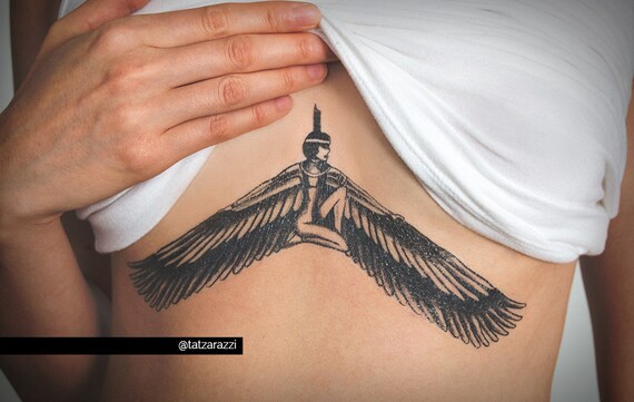 isis égyptienne estomac poitrine pièce réaliste faux tatouage | etsy