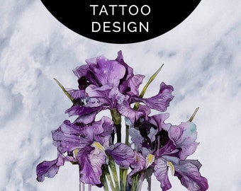 Custom Floral Tattoo Design | Personalized Flower Floral Watercolor Style Tattoo | Custom Temporary Tattoo