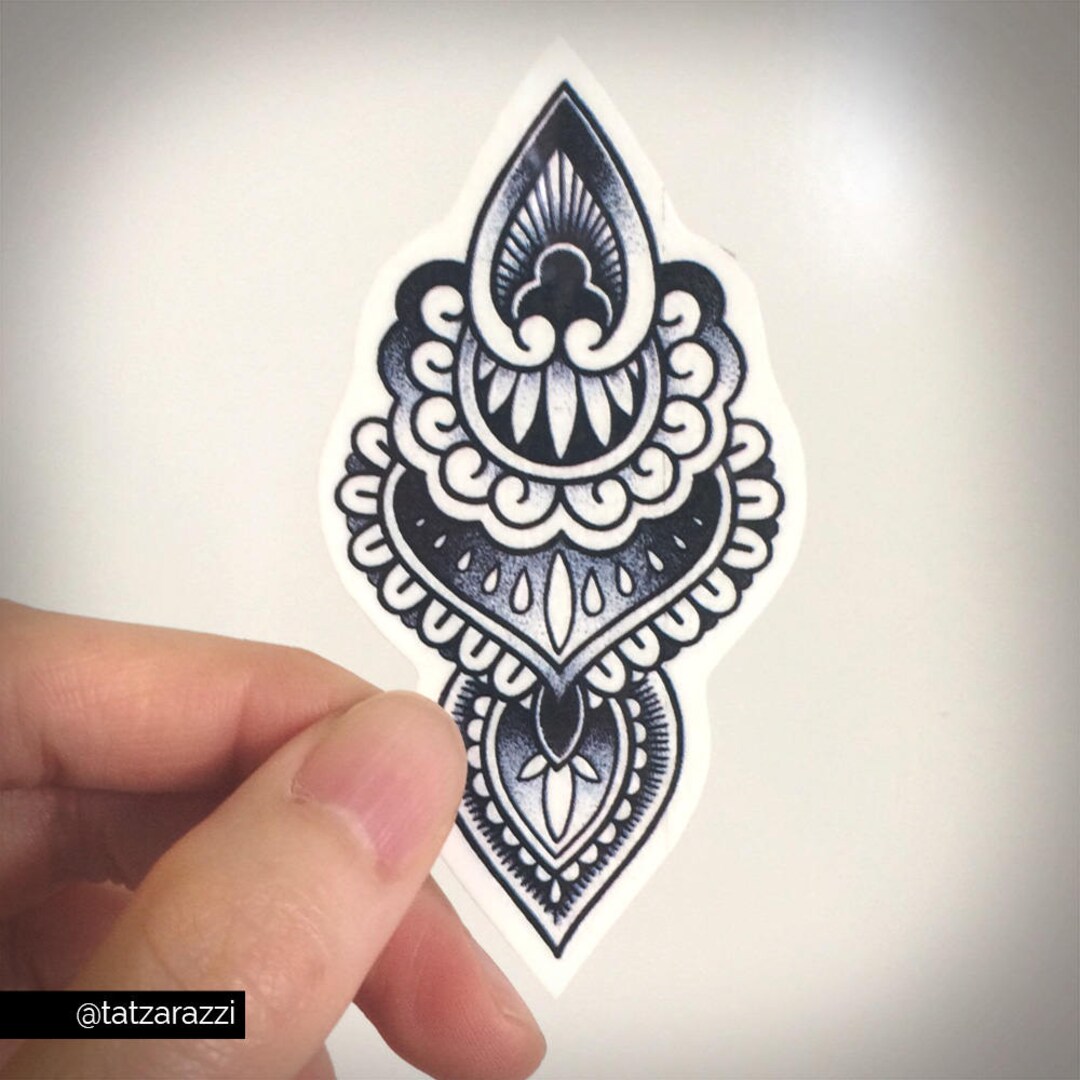 Mandala Temporary Tattoo | Mehndi Ornament Dotwork Blackwork Black Ink ...