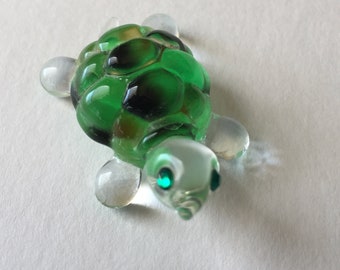 Green Turtle Glass Figurine