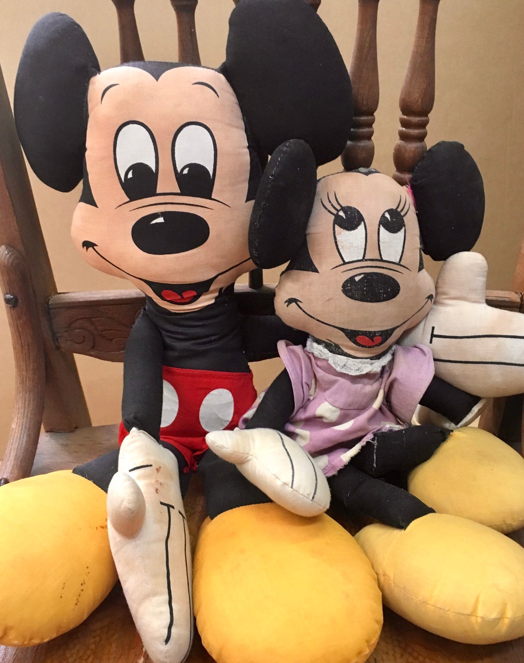 Vintage Mickey Mouse and Minnie Mouse Rag Doll Soft Toys Etsy