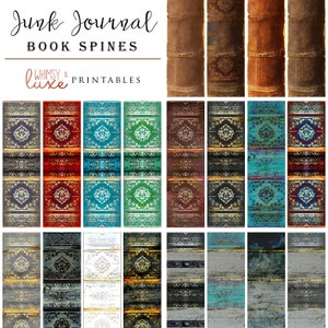 Instant Download Set of 20 Printable Antique Book Spines for Junk Journaling Book Binding Paper Crafts Scrapbooking