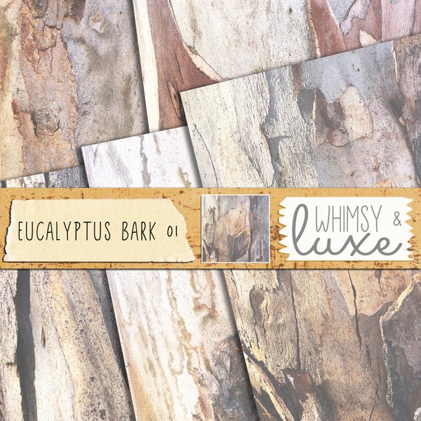 Set of 5 Instant Download PRINTABLE Eucalyptus Bark Textures Digital Commercial Scrapbook Paper