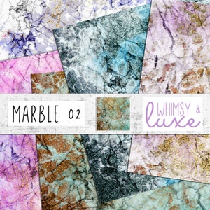 Conjunto de 5 Texturas de Mármore Granito Glitter Chic Download Instantâneo Folhas de Papel para Scrapbook Digital IMPRIMÍVEL