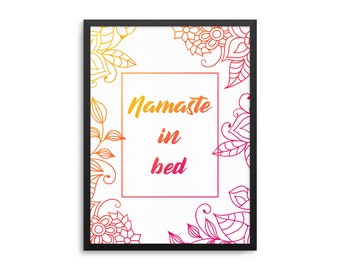Funny Yoga Pun Poster - Namaste In Bed Quote Wall Art