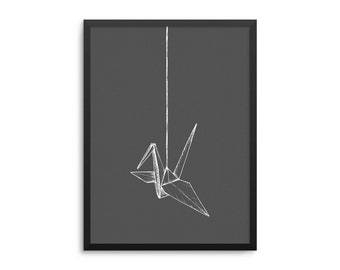 Origami Crane Poster - Minimalist Origami Art