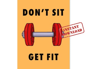 Digitale download - Ga niet fit worden Gewichtheffen Gym Poster - DIY afdrukbare kunst