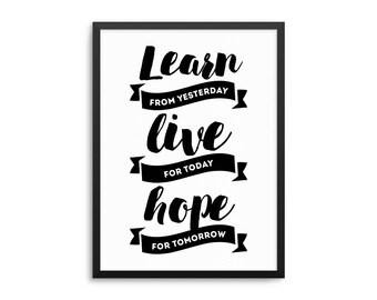 Learn Live Hope Inspirational Quote Poster