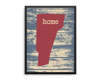 Vermont Home State Poster - Green Mountain State Rustic Map Art