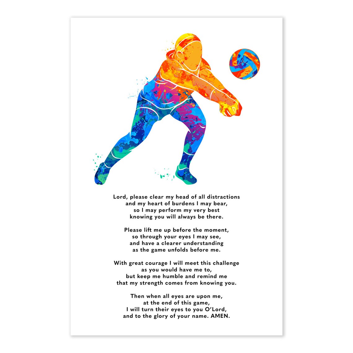 Christian Athlete Volleyball Prayer Poster Etsy
