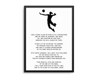 Cartel de oración de voleibol - Arte de pared de oración de atletas