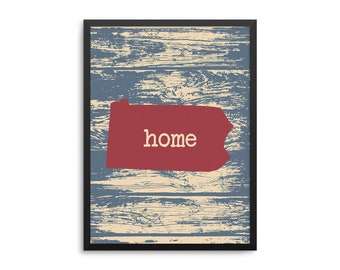 Pennsylvania Home State Map Poster - Keystone State Rustic Map Art