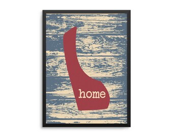 Delaware Home State Map Poster - The First State Rustic Map Art