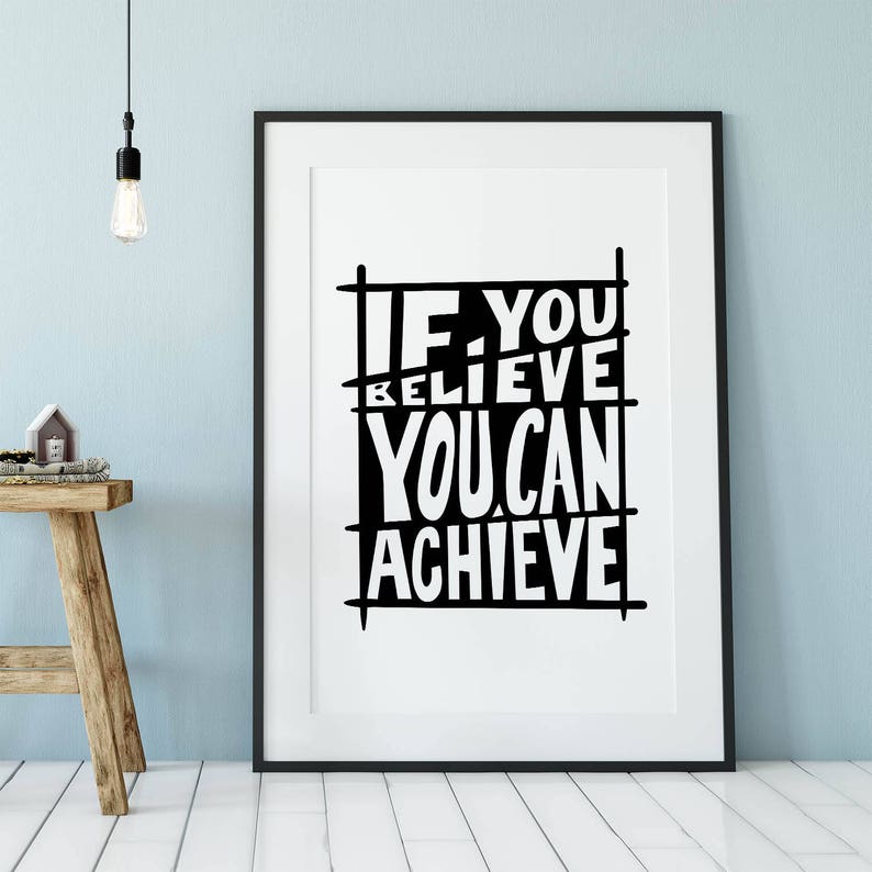 If You Believe You Can Achieve Motivational Quote Poster - Etsy