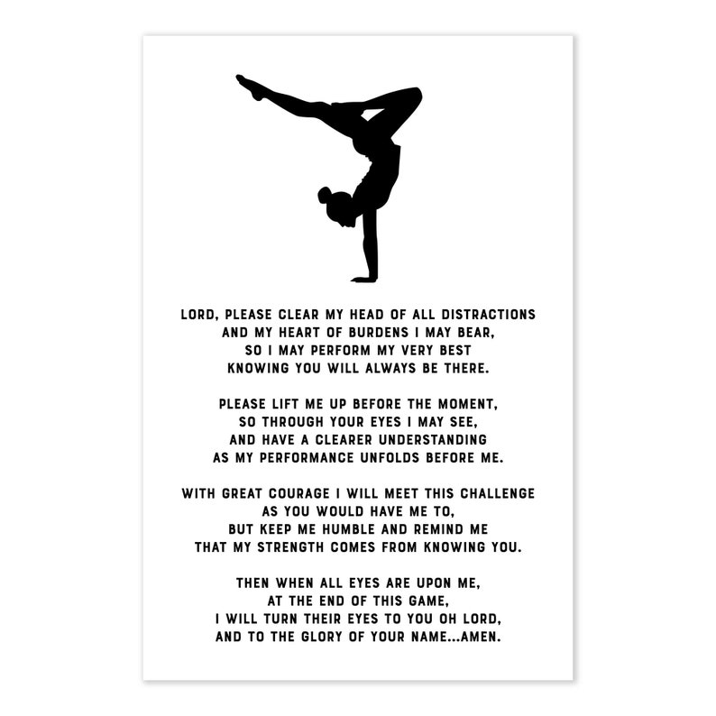 Gymnastics Prayer Poster Athletes Prayer Wall Art Etsy