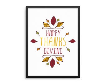 Happy Thanksgiving Poster - Fall Home Decor