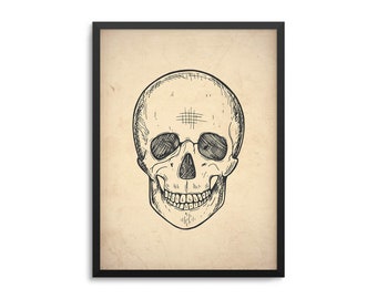 Creepy Halloween Vintage Skull Illustration Poster