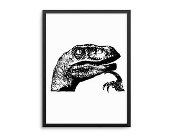 Philosoraptor Meme Poster - Raptor Dinosaur Art Print