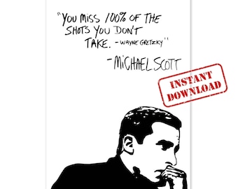Digitale download - Michael Scott Wayne Gretzky Quote Poster - DIY afdrukbare kunst