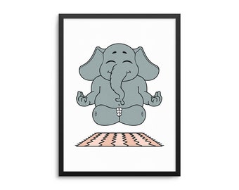 Cute Meditating Elephant Poster - Fun Kids Room Animal Wall Art