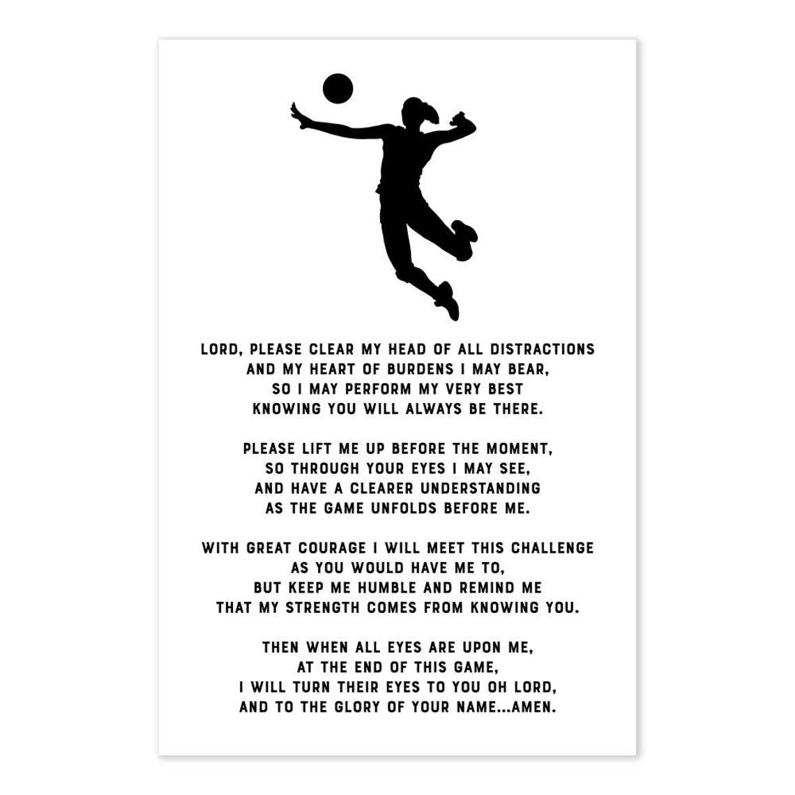 Volleyball Prayer Poster Athletes Prayer Wall Art Etsy