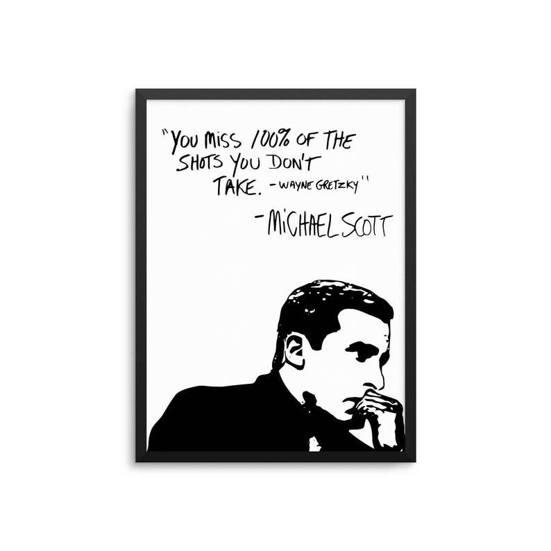 Michael Scott Wayne Gretzky Quote Poster, The Office TV Show Wall Art, Funny Cubicle Decor, Motivational Art Print, Michael Scott Quote Art 