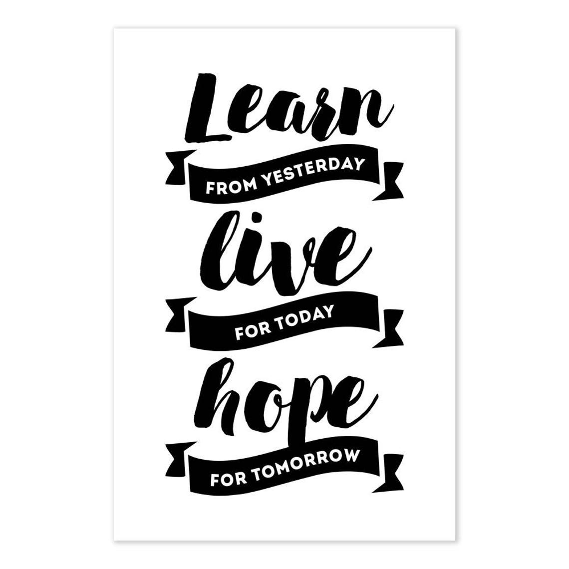 Learn Live Hope Inspirational Quote Poster Etsy