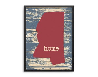 Mississippi State Map Poster - Magnolia State Rustic Map Art