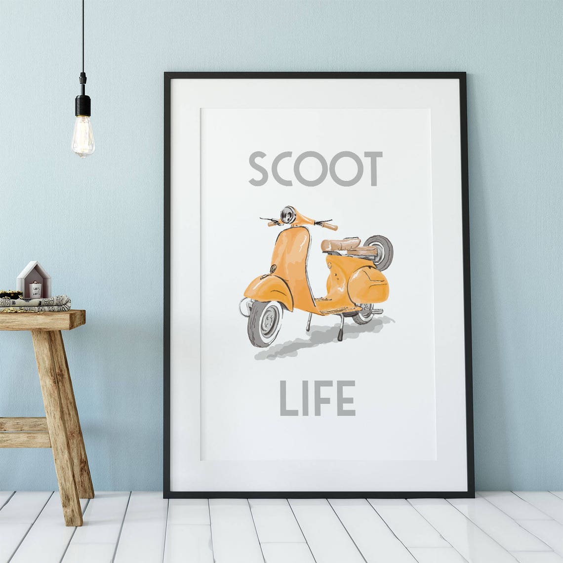 Vespa Scooter Scoot Life Quote Poster Funny Scooter Wall Art Etsy
