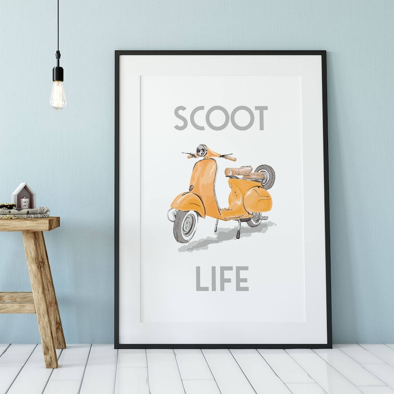 Vespa Scooter Scoot Life Quote Poster Funny Scooter Wall Art | Etsy