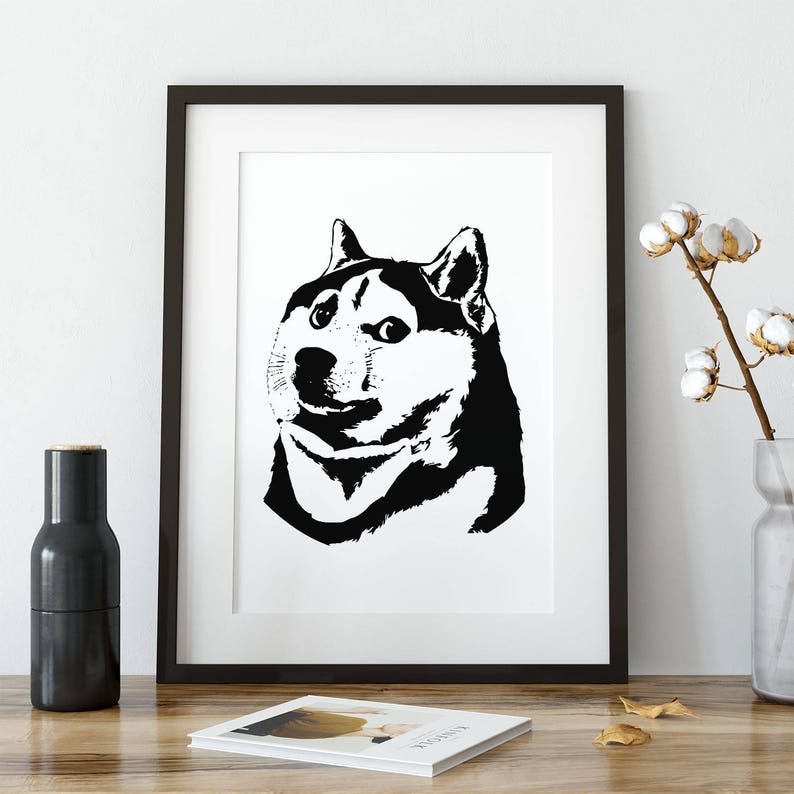 Doge Meme Poster Funny Shiba Inu Dog Art Print | Etsy